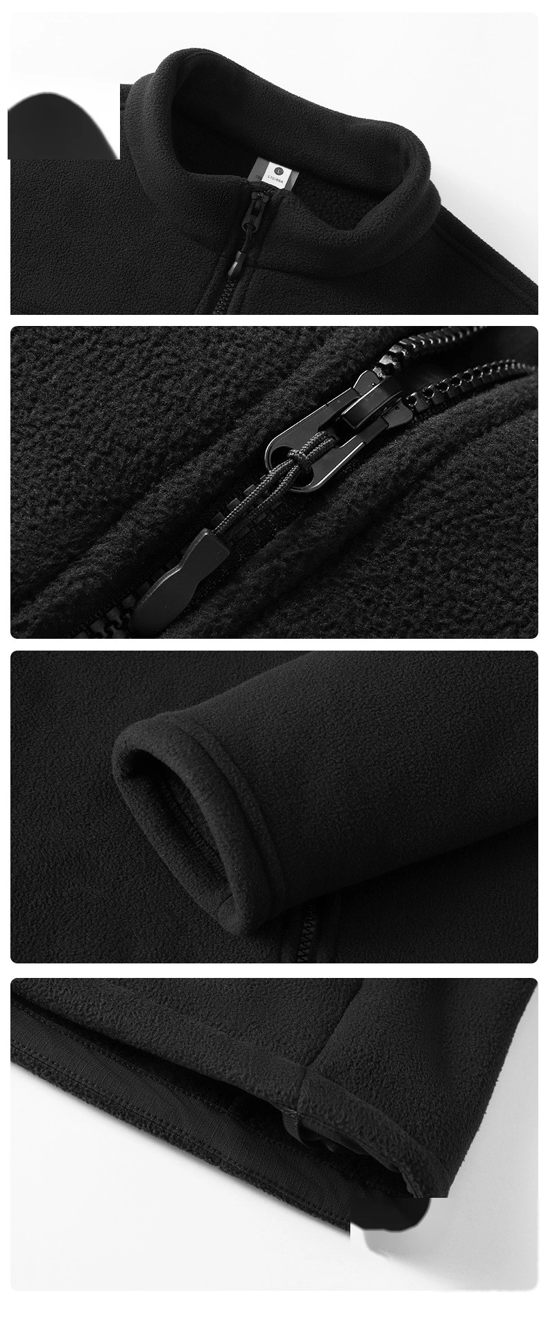 Customizable Men's New Fleece Cardigan | Stand Collar Zipper, Warm Outdoor Style, Ideal for Hiking & Sports detail