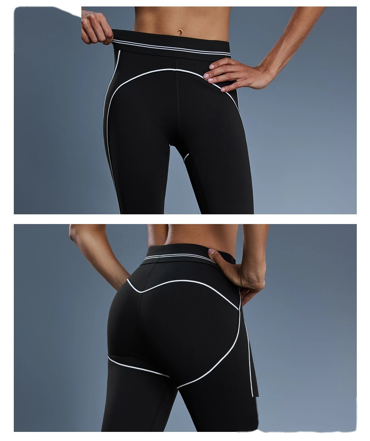Stylish Color-Block High-Stretch Yoga Capris - Tummy-Control Butt-Lifting Tights for Running & Fitness detail