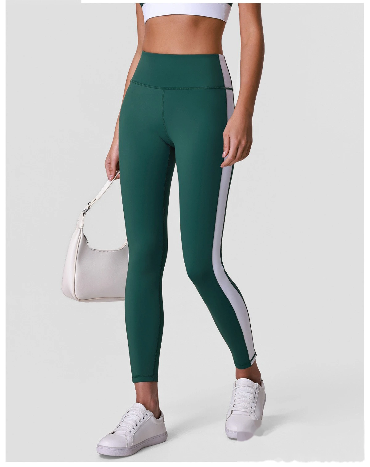 Women’s Custom Color Block Running Pants High Waist Tummy Control Butt Lifting Yoga Fitness Leggings detail