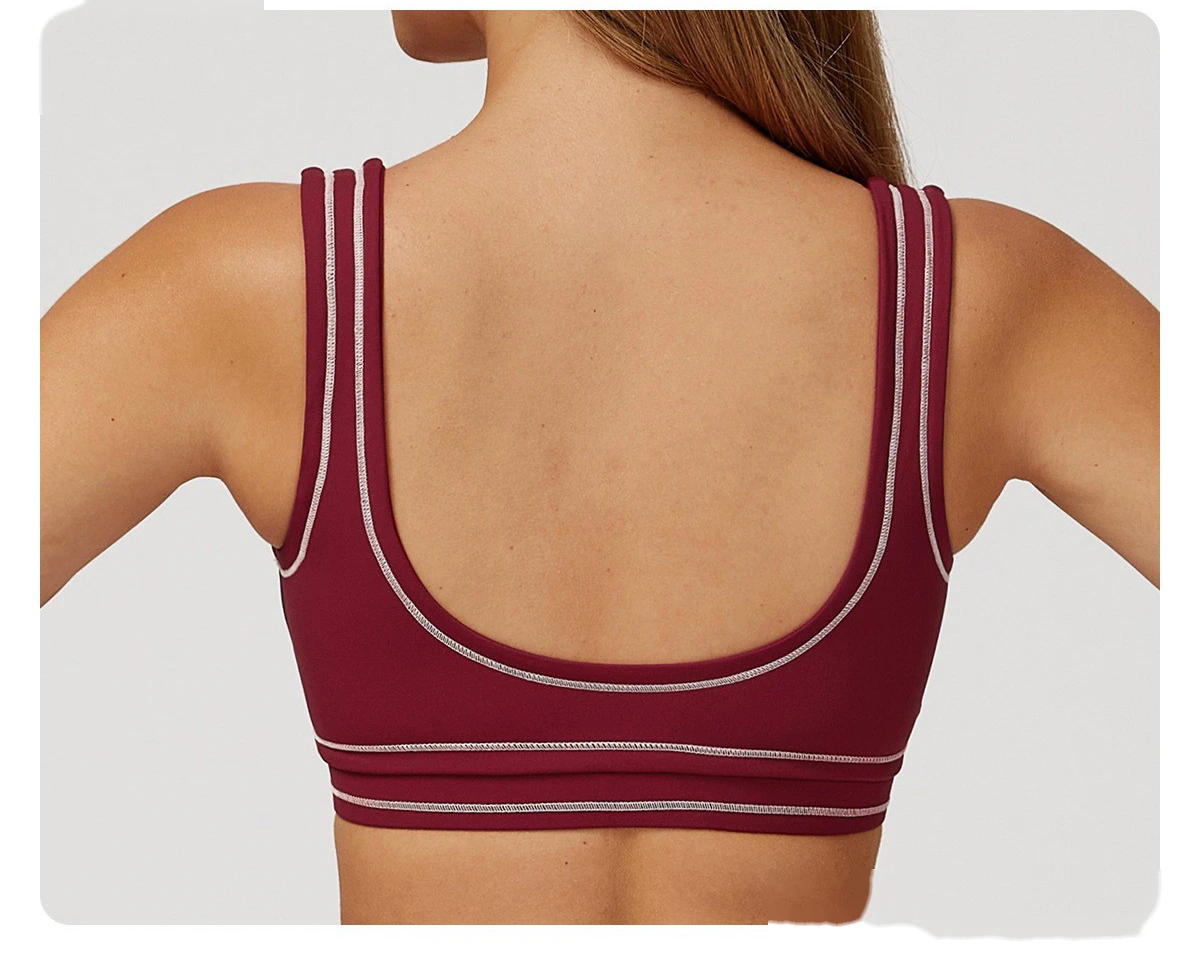 Customized contrast sanding yoga bra U-back sports bra running fitness yoga clothes detail