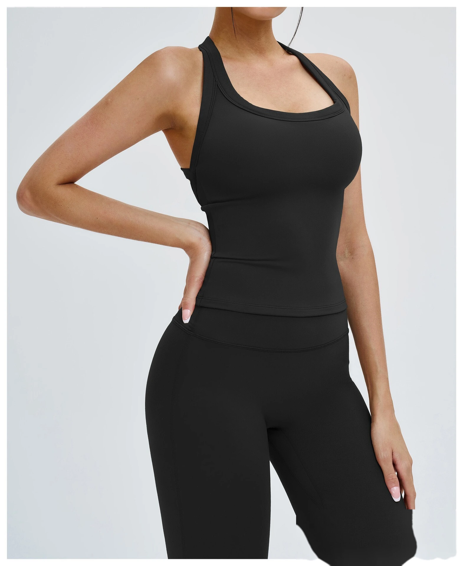 Bulk Custom Y-Shape Open Back Sports Tank - Tight Breathable Yoga Running Workout Top detail