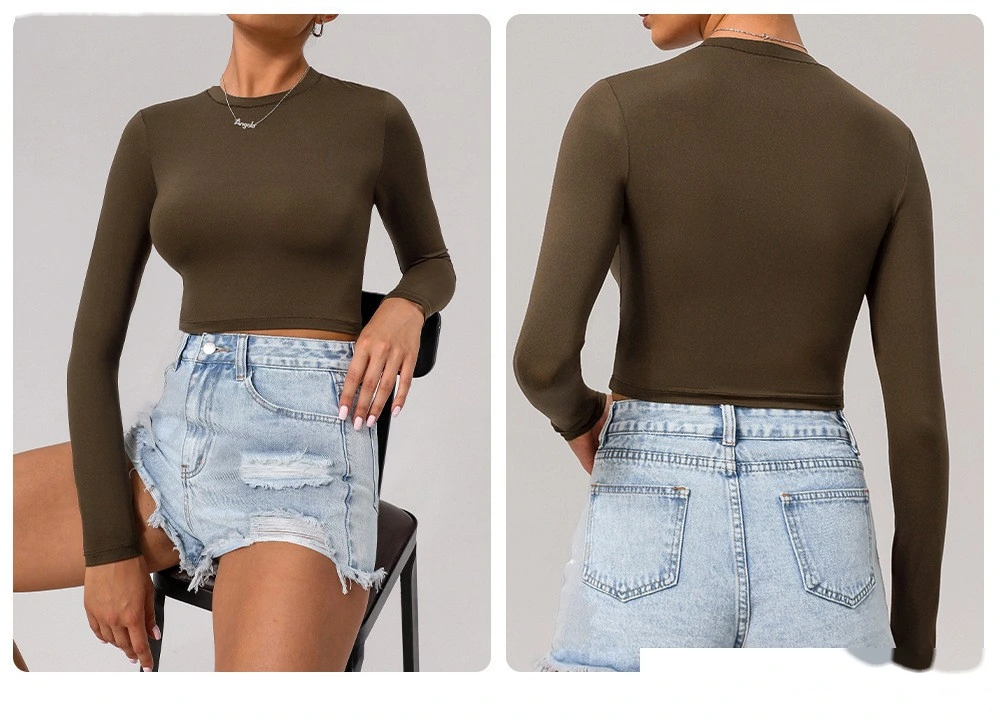 Custom slim sports T-shirt long-sleeved yoga clothes autumn and winter running sports casual long-sleeved T-shirt detail