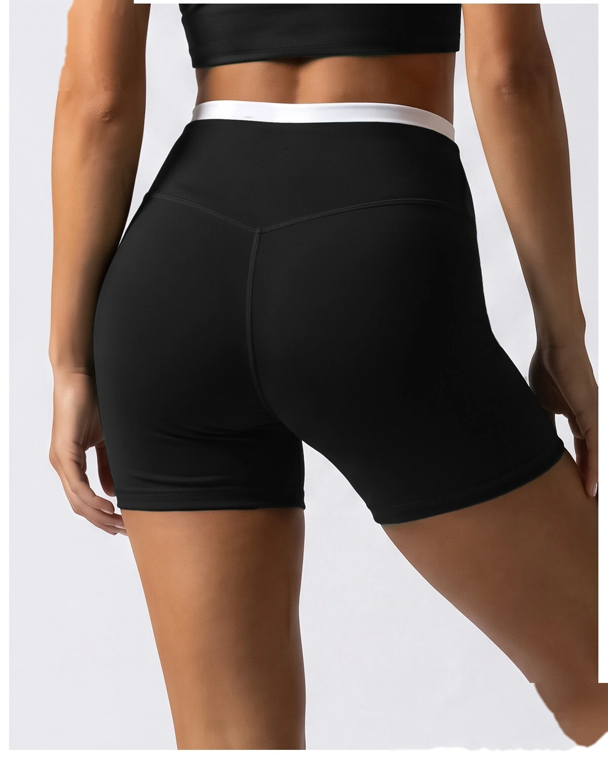 Custom Logo High Waisted Three Quarter Leggings, Stretch Slimming Athletic Shorts for Daily Workout detail