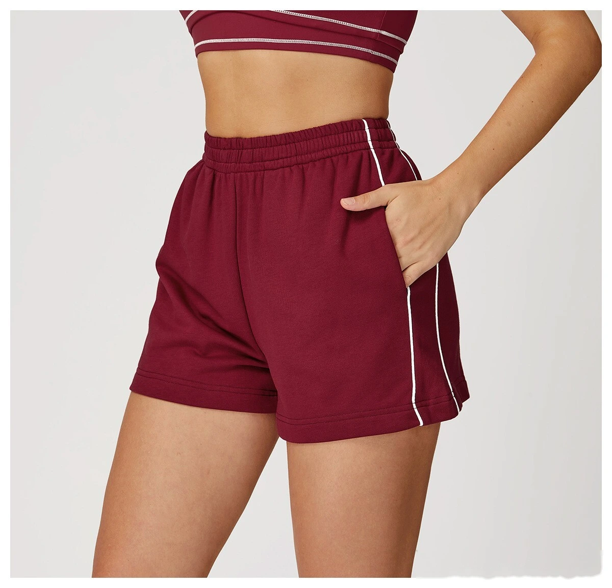 Customized contrast sports shorts, high waist, loose pocket pants, outdoor leisure and comfortable shorts. - allni detail
