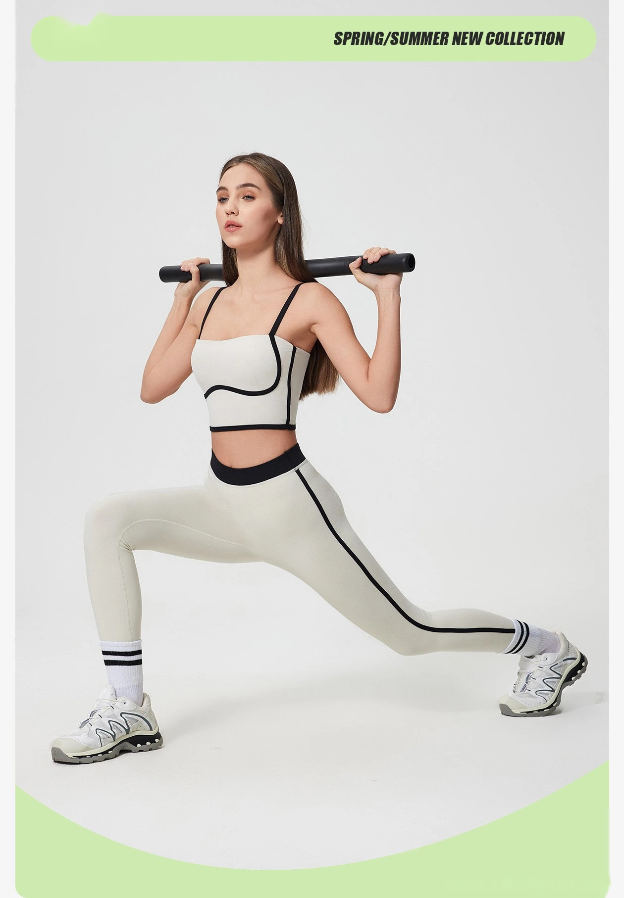 Custom contrast yoga pants high elastic shaping fitness pants nude peach hip sweatpants female detail