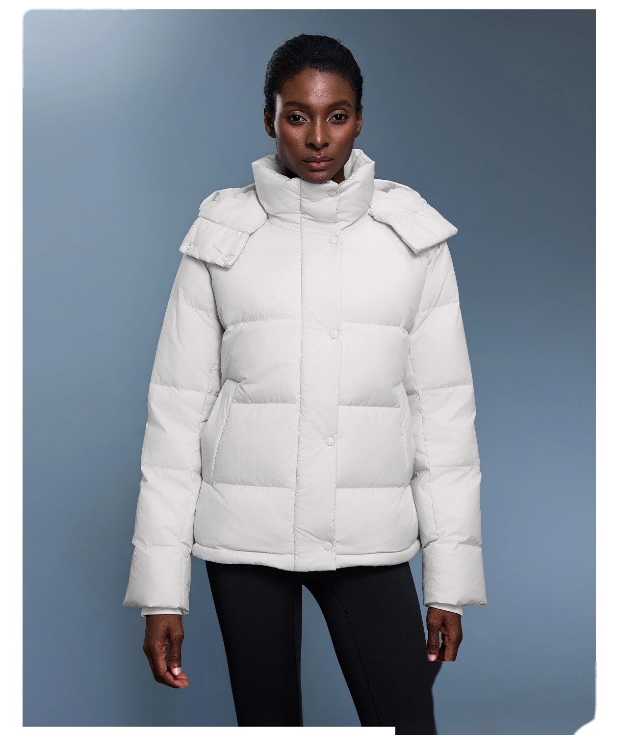 Customized new down jacket women waist drawstring hooded windproof warm bread coat in winter detail