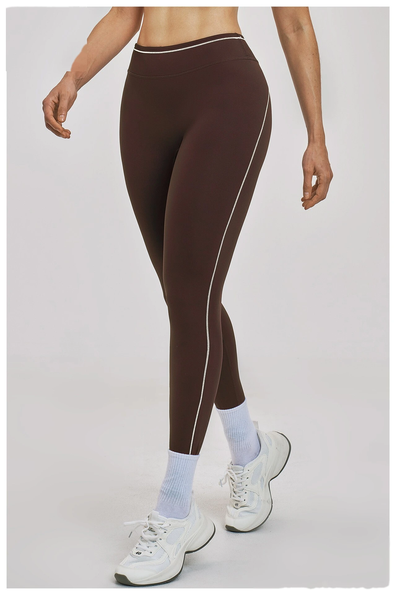 Custom Women’s High Waist Color Block Fitness Leggings Quick Dry Slim Workout Pants Running Sports Trousers detail