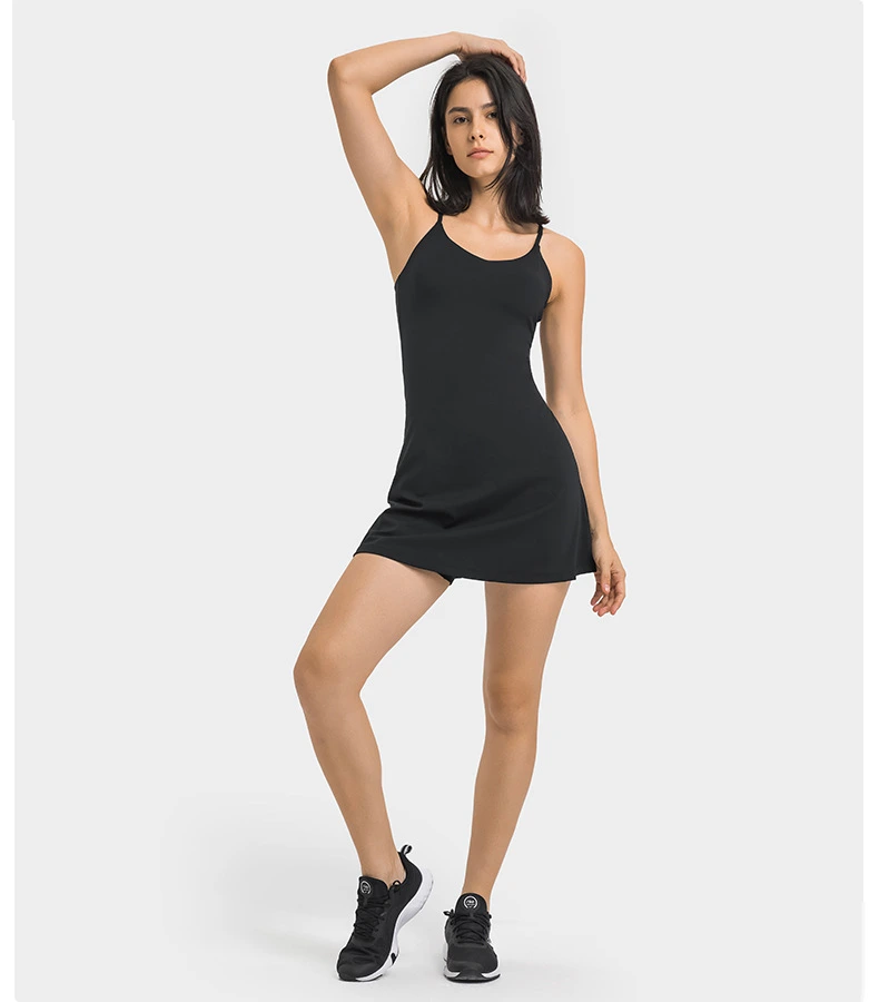 Womens tennis skirts spaghetti straps padded tank top skirt detail