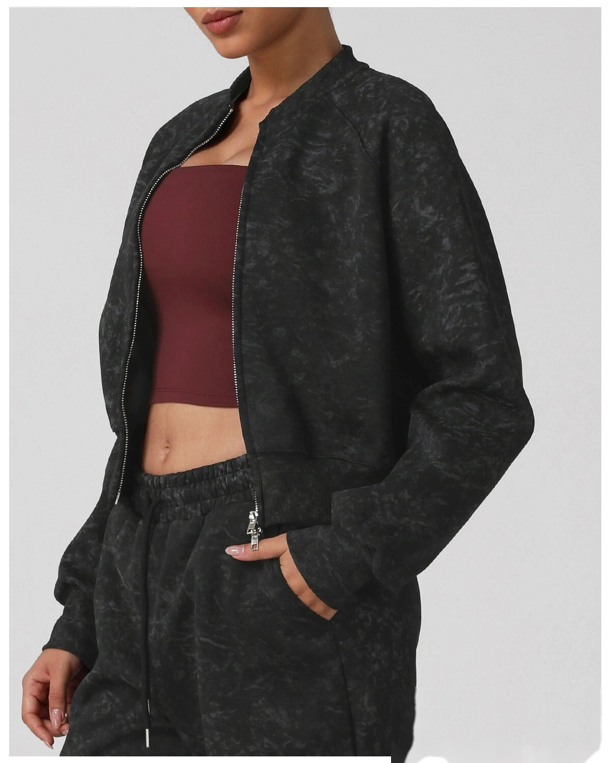 Customizable EU-US Tie-Dye Yoga Suit | Women's Autumn-Winter Fitness Hoodie Set, Running & Casual Wear detail