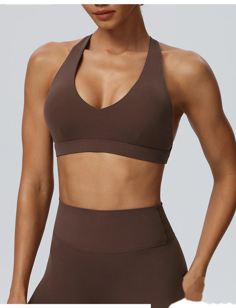 European American Style Halter Beauty Back Sports Bra, Breathable Quick Dry Yoga Fitness Underwear for Women detail