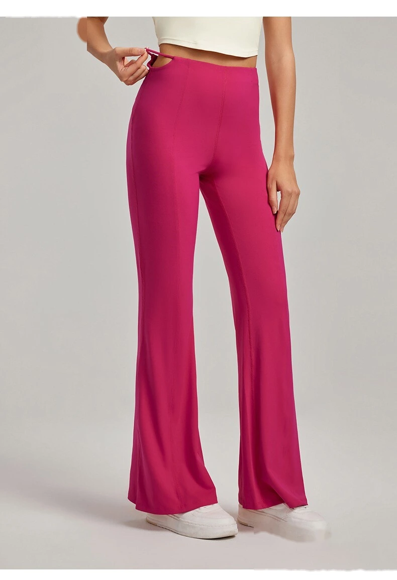 Slim hip micro-pull yoga pants sexy flared pants straight leg high elastic fitness pants detail