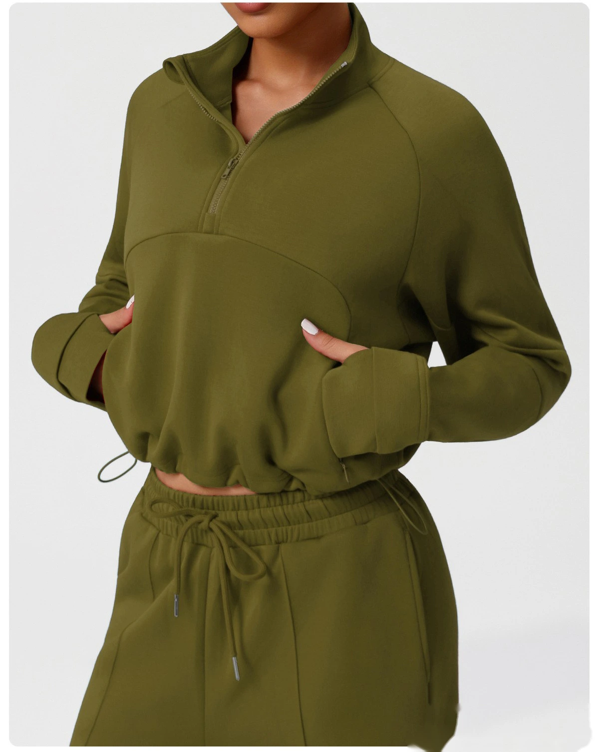 Customized thick sweater in autumn and winter sports leisure yoga clothes long sleeve coat loose sweater woman detail