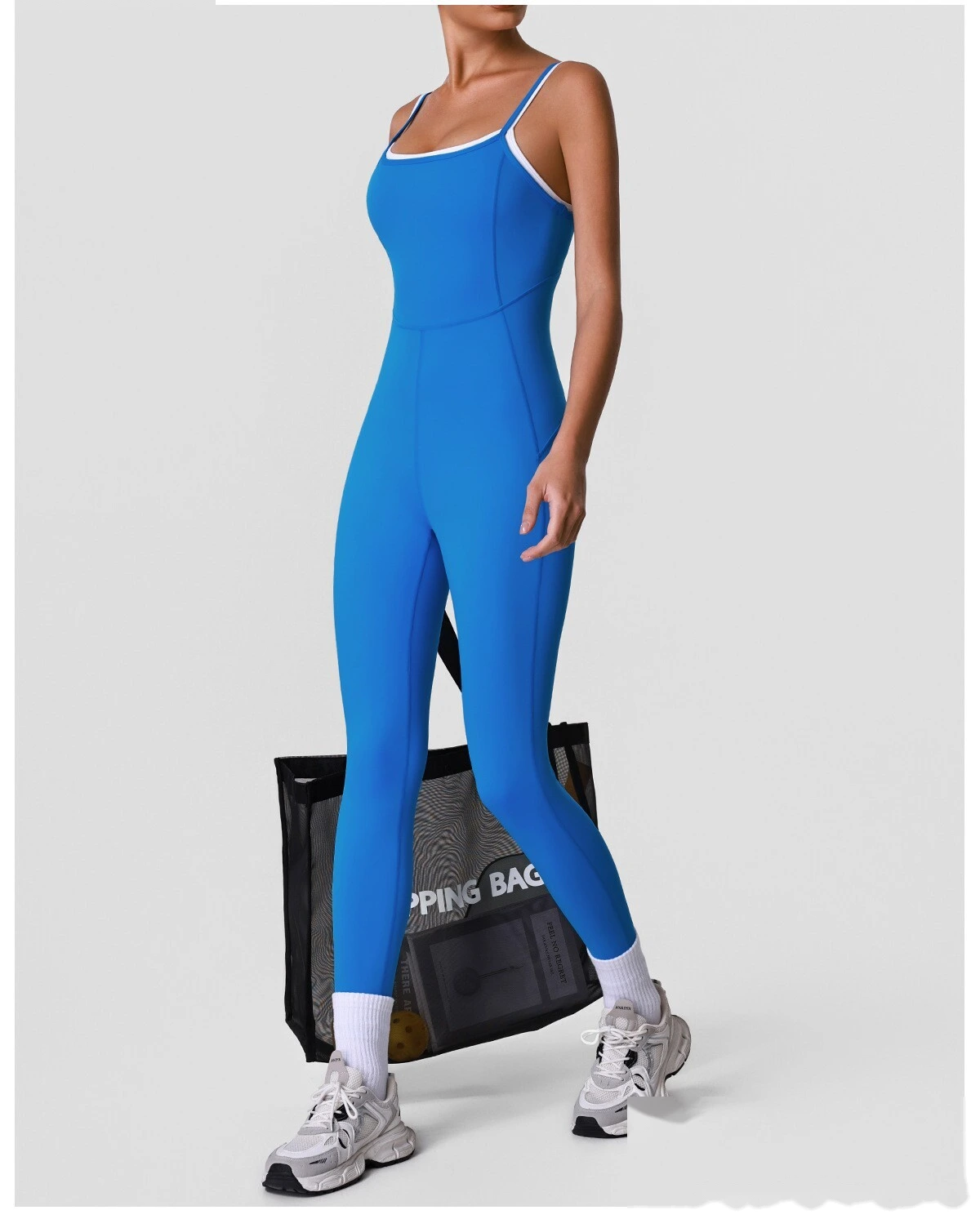 Adjustable Thin Strap Beauty Back Sleeveless Yoga Bodysuit, Women Body Shaping Sports Jumpsuit detail
