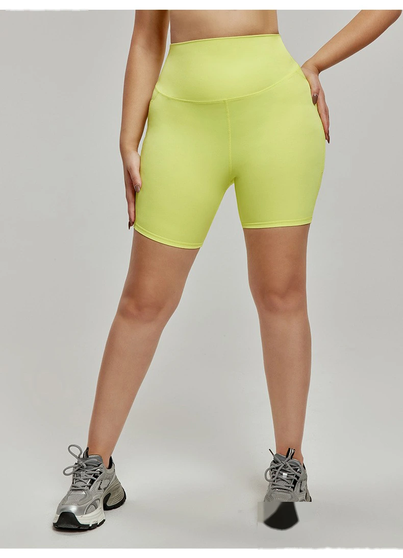 Yoga shorts women's 3-point pants high waist tights plus size sports shorts detail