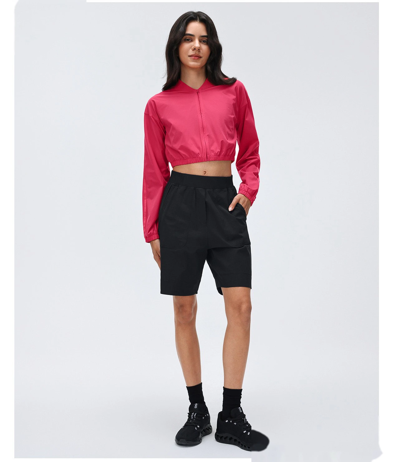 Bulk Custom Women's Sports Mid-Shorts - High-Waisted Lightweight Loose Straight Breathable Running Fitness Pants detail
