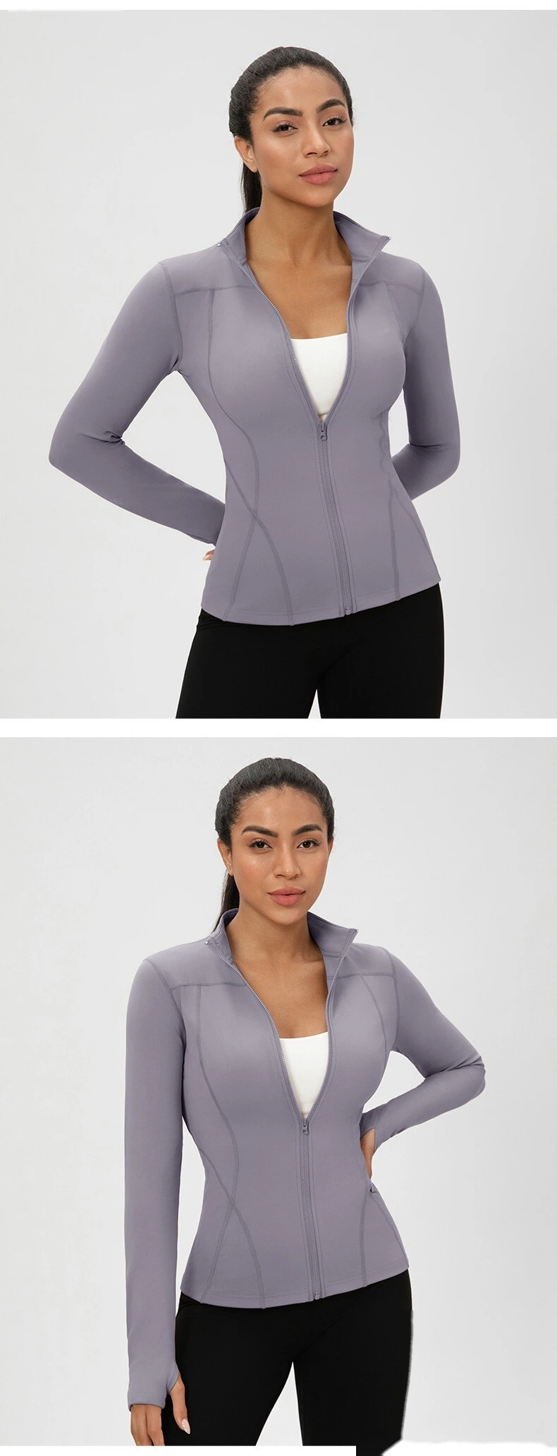 Customizable Women's Autumn-Winter Yoga Coat | Fleece Lined, Slim Waist, Warm Athletic Outerwear detail