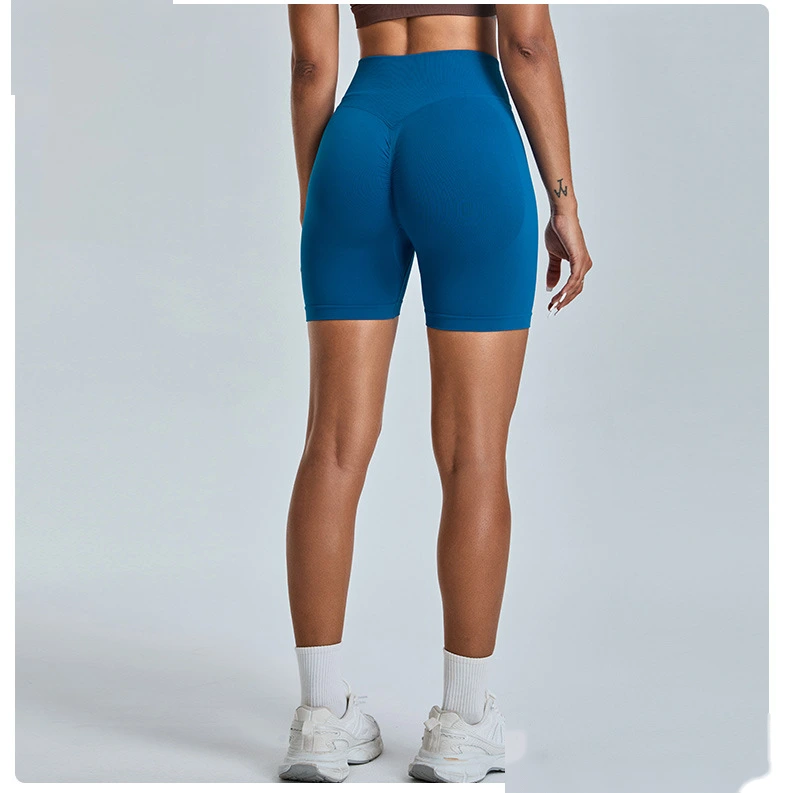 Seamless yoga shorts women's three-point high waist sweatpants nude quick-drying fitness yoga clothes - allni detail