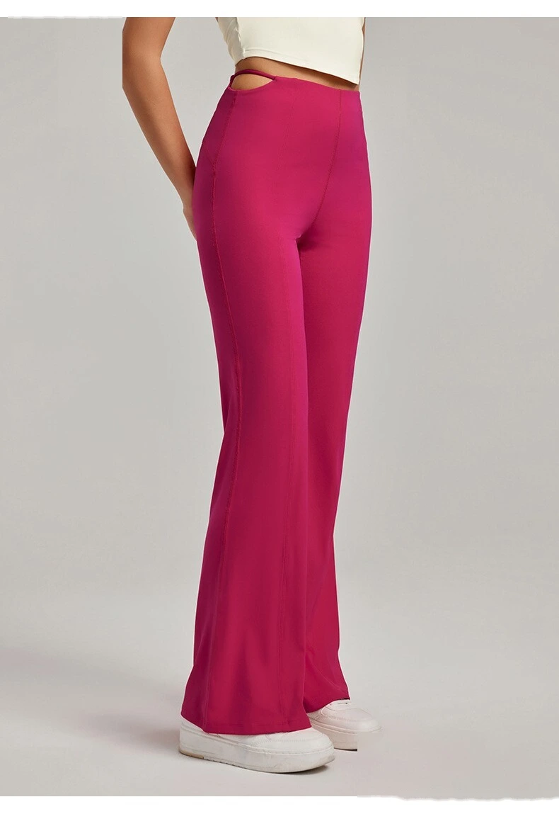Slim hip micro-pull yoga pants sexy flared pants straight leg high elastic fitness pants detail