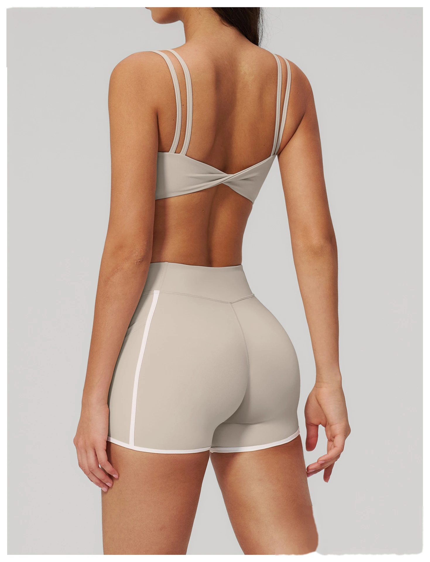 Women’s Naked Feeling Yoga Sports Bra Double Thin Strap Beauty Back Fitness Tank Top with Chest Pad detail