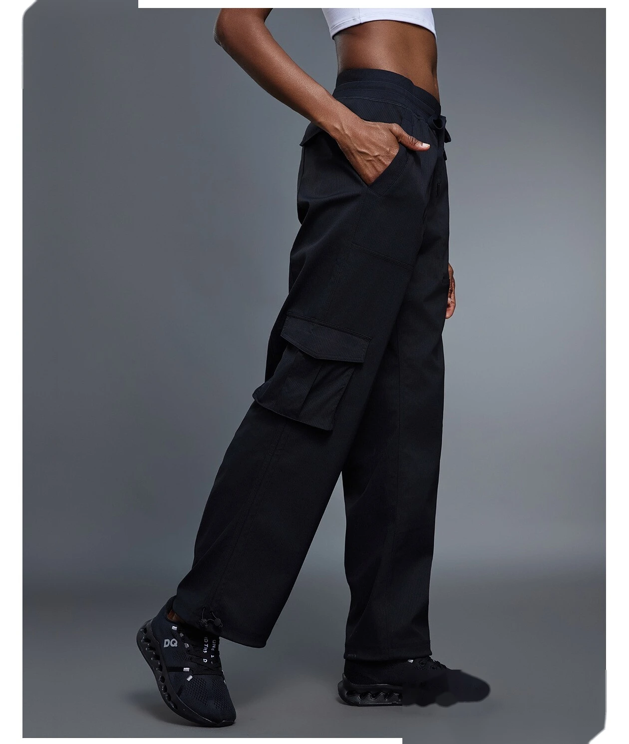 Women's Winter Casual Cargo Pants | Fleece-Lined Warmth, Loose Fit, Drawstring Cuff 2-Way Wear, Sports & Daily Use detail