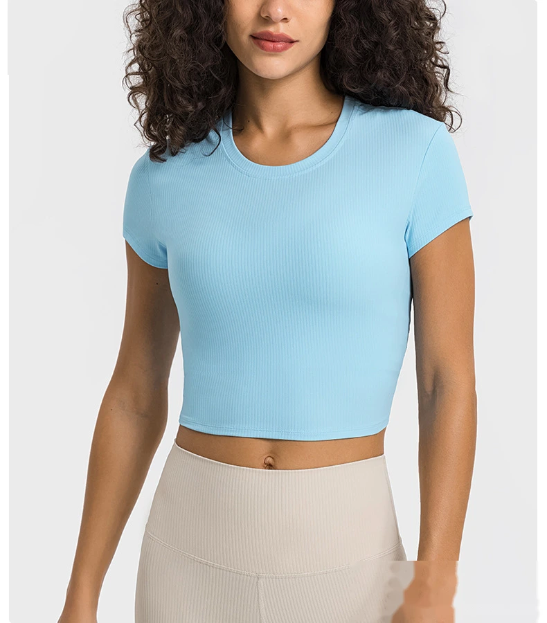 Quality Custom sports shirt sexy navel short yoga short sleeve T-shirt Manufacturer detail