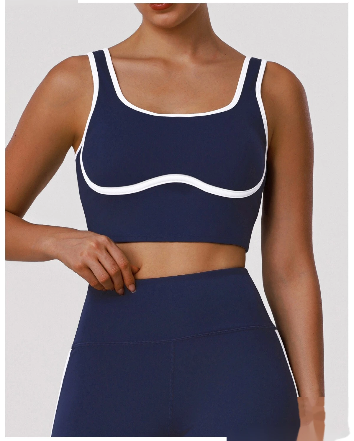 Custom Shockproof Yoga Bra - Color Block Cutout Breathable Push-Up Open Back Fitness Bra detail
