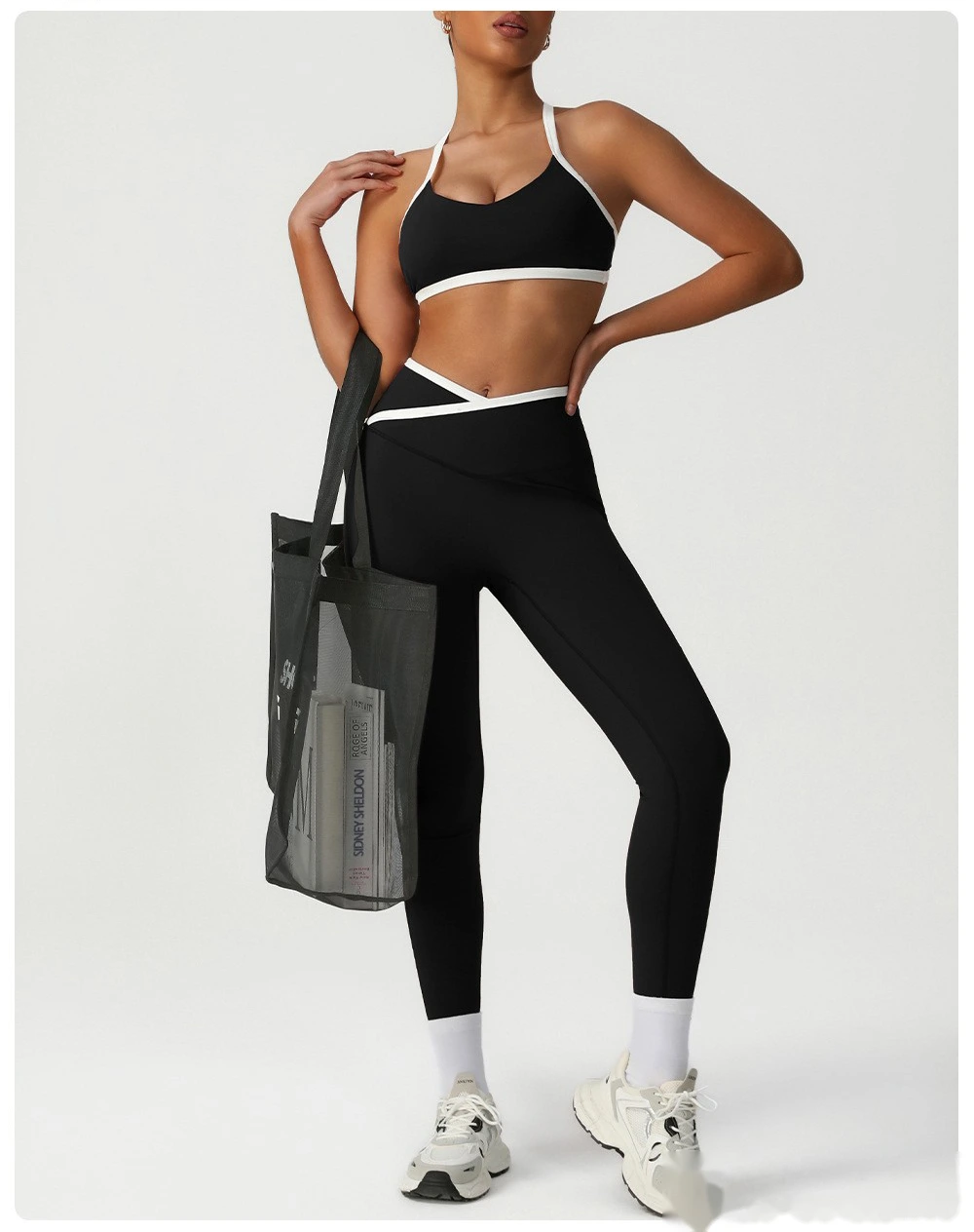Customized contrast stitching beauty back bra yoga clothes quick-drying sports bra running fitness vest female detail