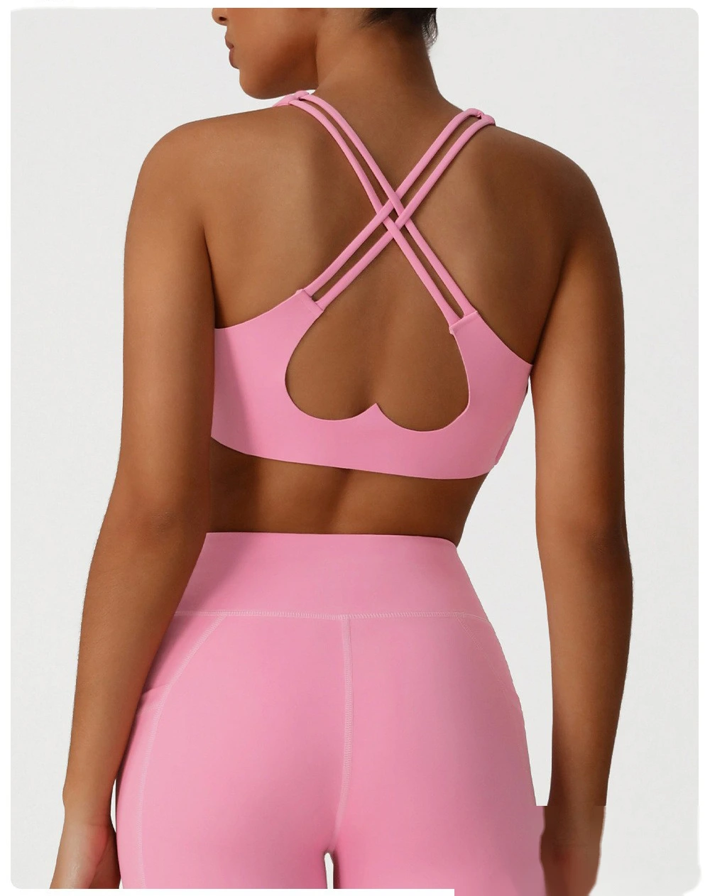 Quality Custom-made cross-back yoga vest gathers sports bra fitness bra with chest pad. Manufacturer detail