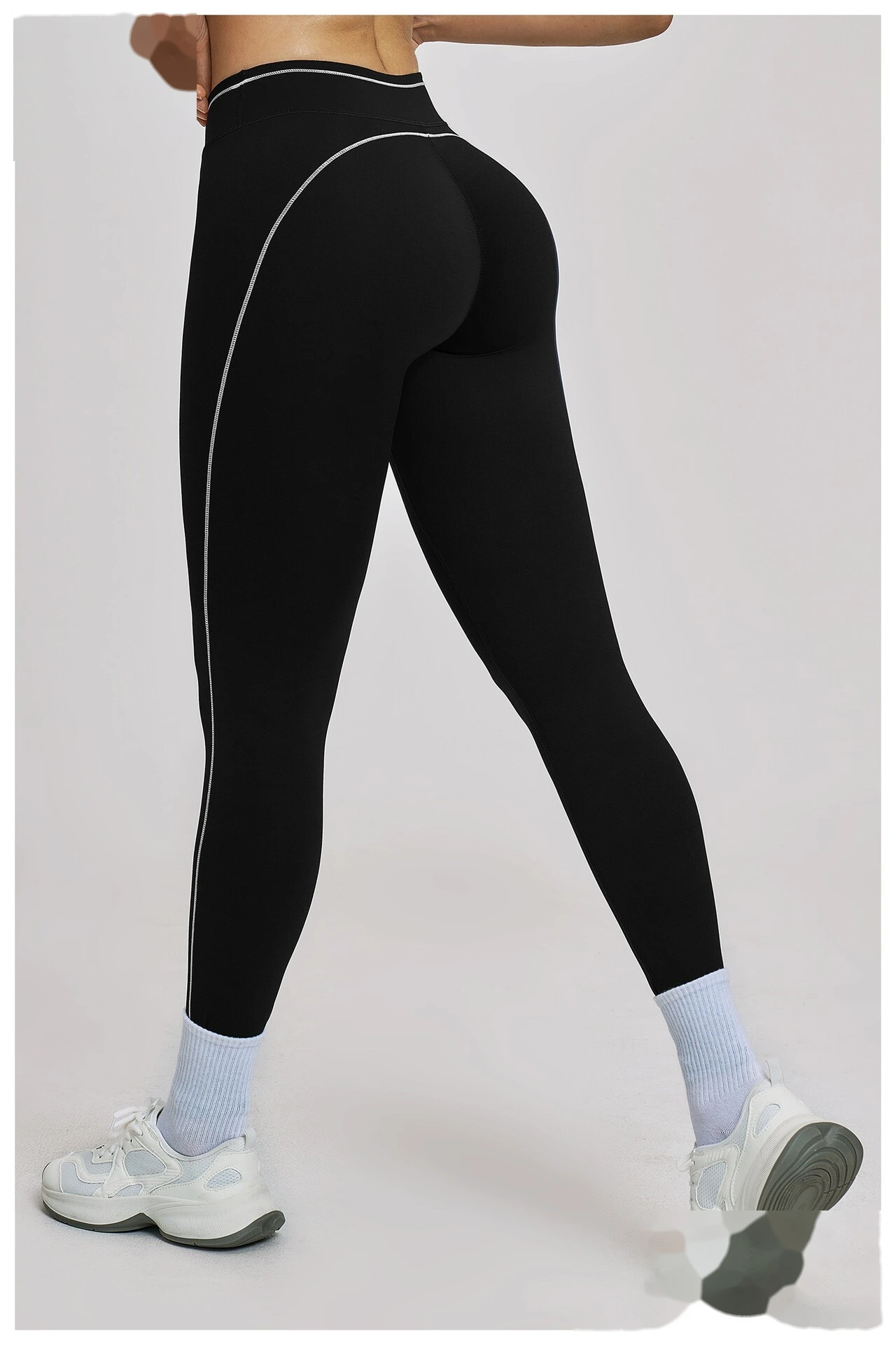 Custom Women’s High Waist Color Block Fitness Leggings Quick Dry Slim Workout Pants Running Sports Trousers detail