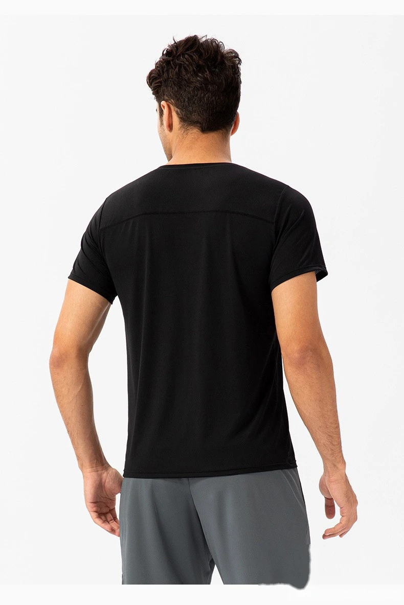 Customized men's loose running quick-drying clothes sweat-absorbent and breathable fitness short-sleeved T-shirt detail