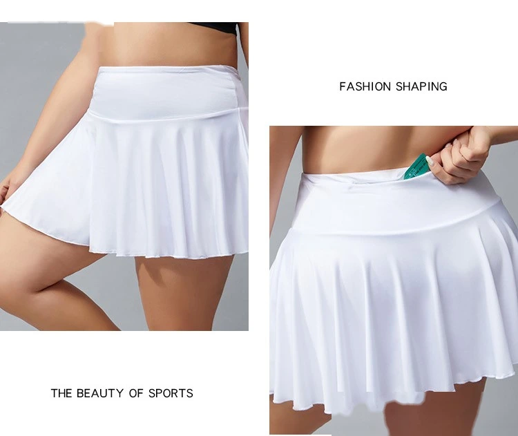 Women plus size high rise fitness quick dry running pleated tennis skirts detail