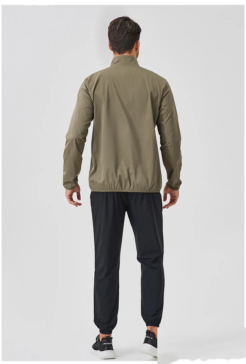 Custom autumn and winter sports coat stand collar zipper jacket outdoor windproof long sleeve cardigan running fitness detail