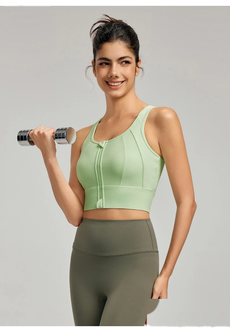 Sports bra women's shock-absorbing front zipper sports vest with chest pad breathable yoga vest detail