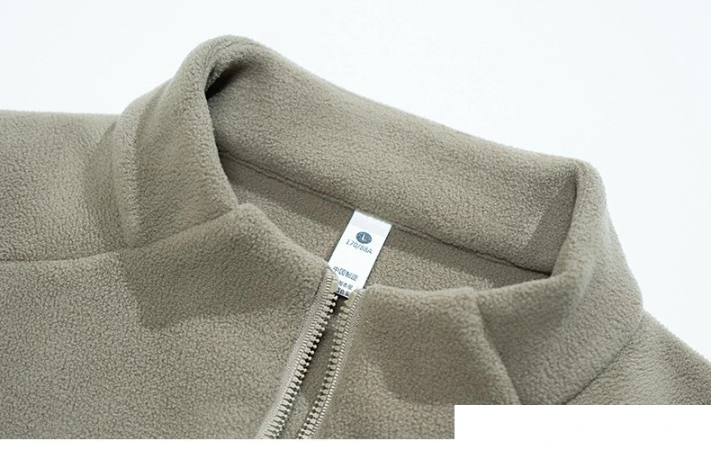 Customized semi-zipper long-sleeved T-shirt men's sweater Austrian fleece warm outdoor winter warm clothes detail