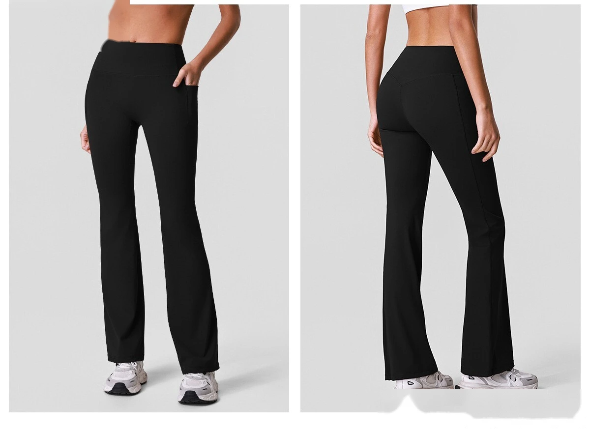 Women’s High Elastic Slim Fit Flared Yoga Pants Quick Dry Outdoor Workout Fitness Leggings detail