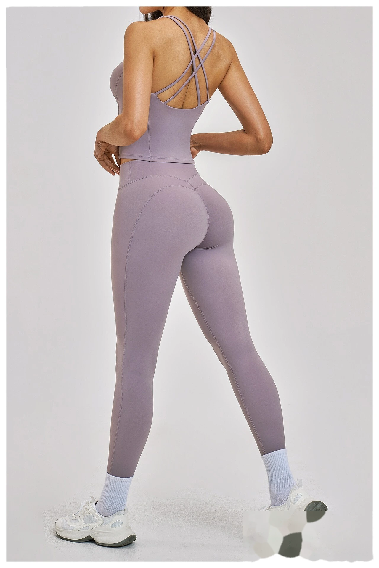 Women’s Crisscross Back Yoga Set Beauty Back Sports Vest & Workout Tight Leggings Fitness Outfit detail