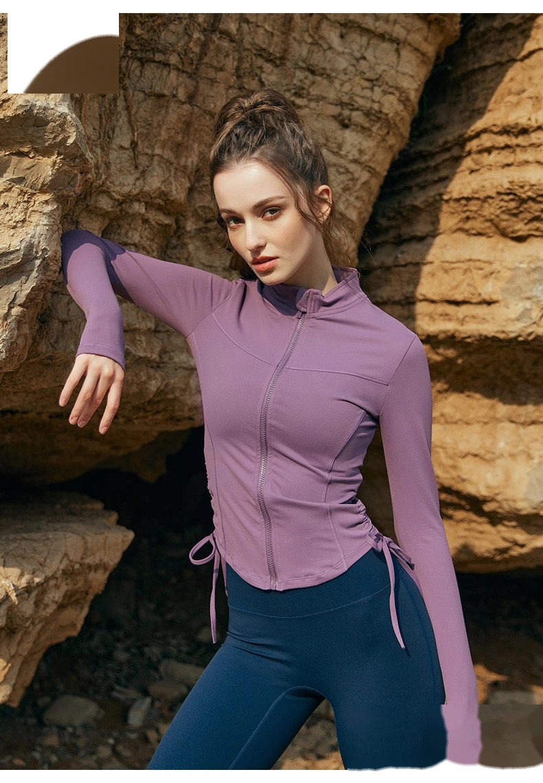 Custom autumn and winter yoga clothes women's jacket quick-drying coat tight-fitting long-sleeved sportswear detail