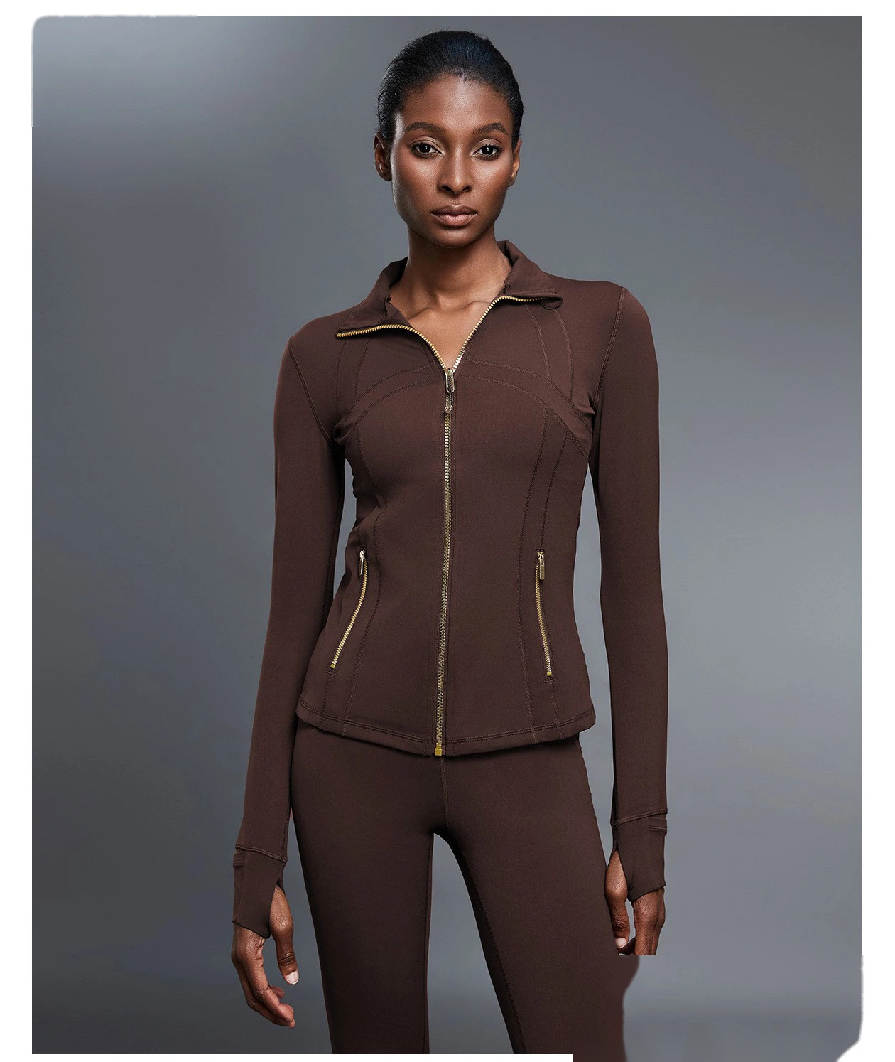 Women's Fall Yoga Jacket, Long Sleeve Stretchy Slim-Fit Outerwear for Outdoor Running & Fitness detail