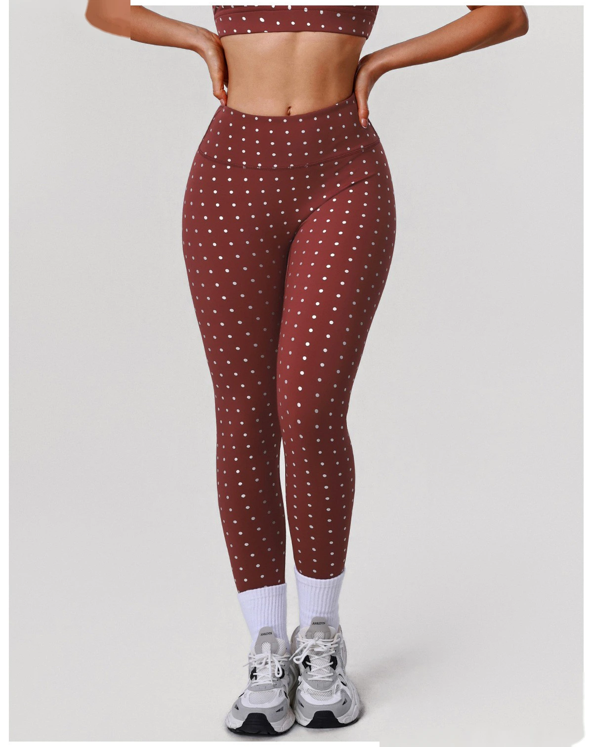 Bulk Custom Silver Polka Dot Yoga Leggings - Factory Direct High-Waisted Tights Products detail