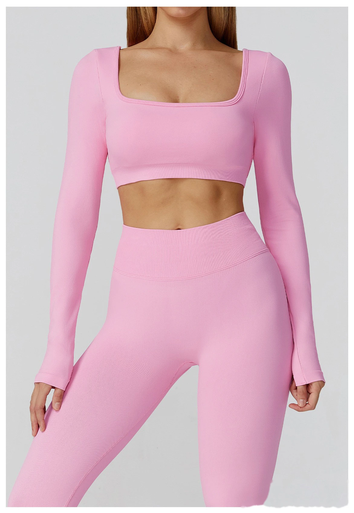 Customized seamless yoga clothes women's hollow back slim long-sleeved sports tops detail