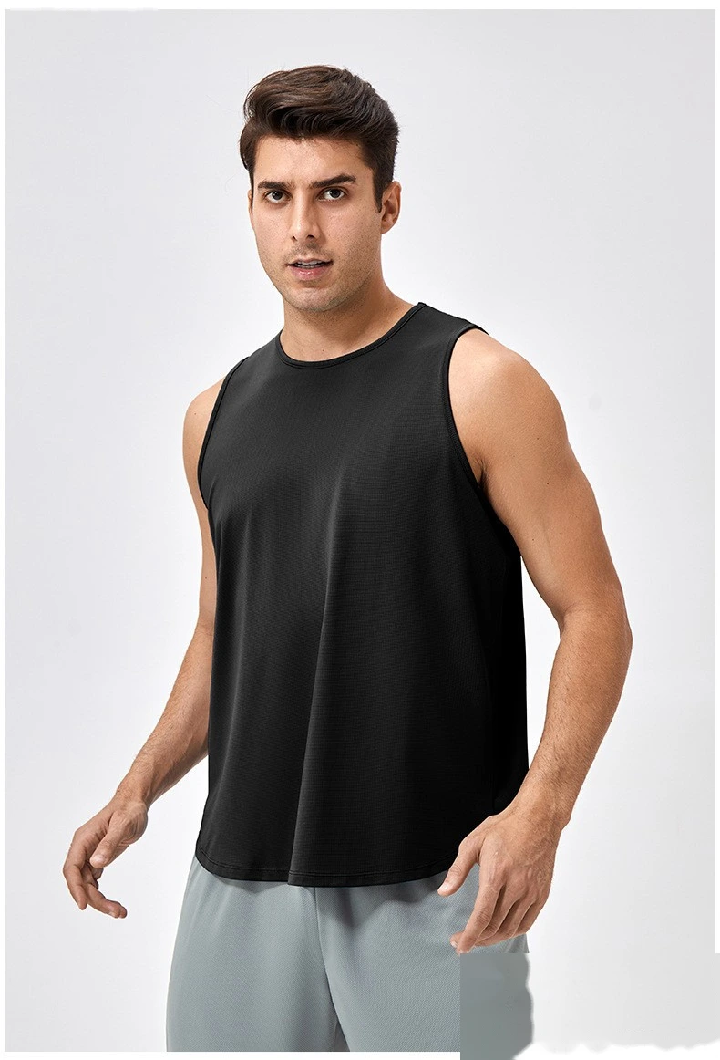 Customized men's breathable and comfortable high-elastic sports fitness vest detail