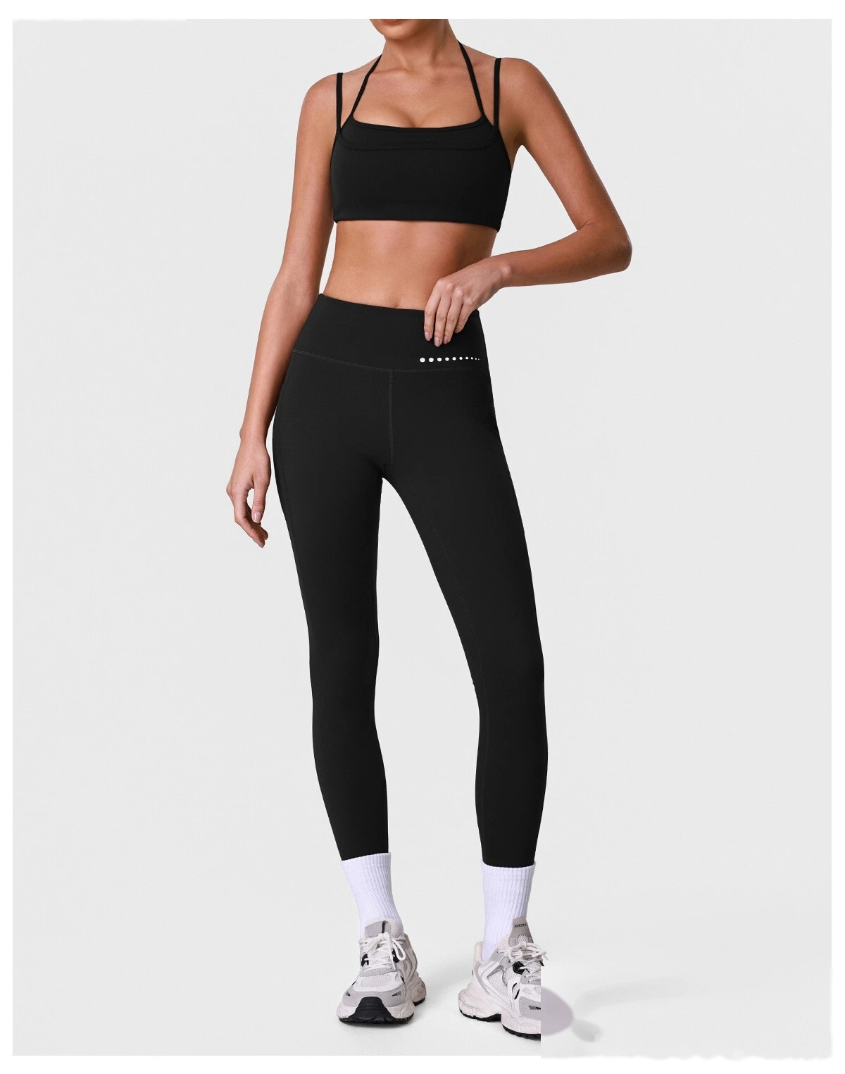 Women’s High Stretch Yoga Pants Butt Lifting Tummy Control with Side Pockets Quick Dry Fitness Sports Leggings detail
