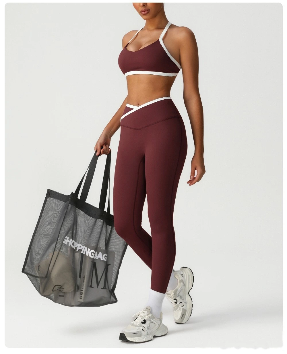 Customized contrast stitching beauty back bra yoga clothes quick-drying sports bra running fitness vest female detail