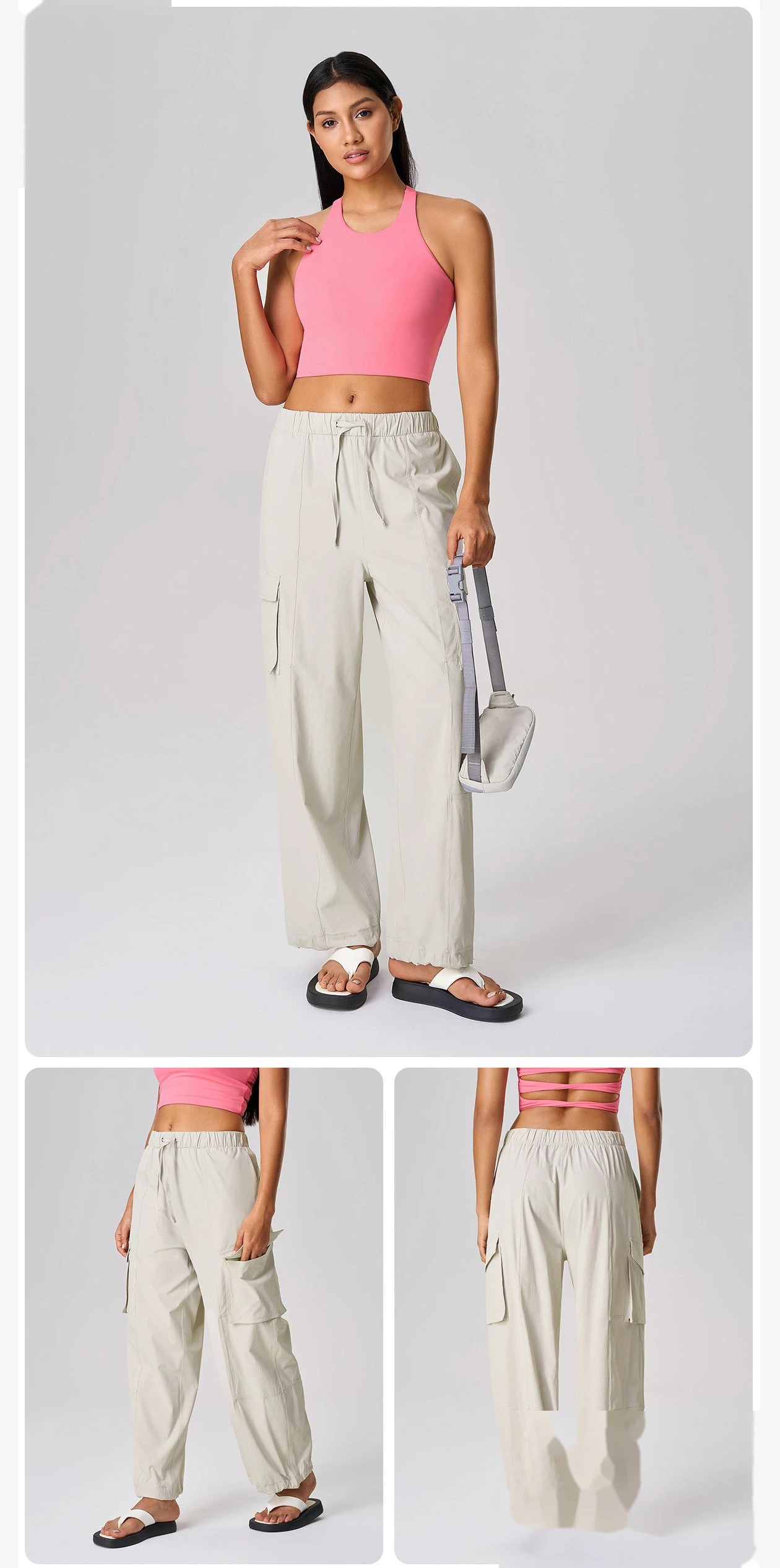 Spring and summer new sports casual pants female loose Joker straight pants nude breathable fitness yoga pants detail