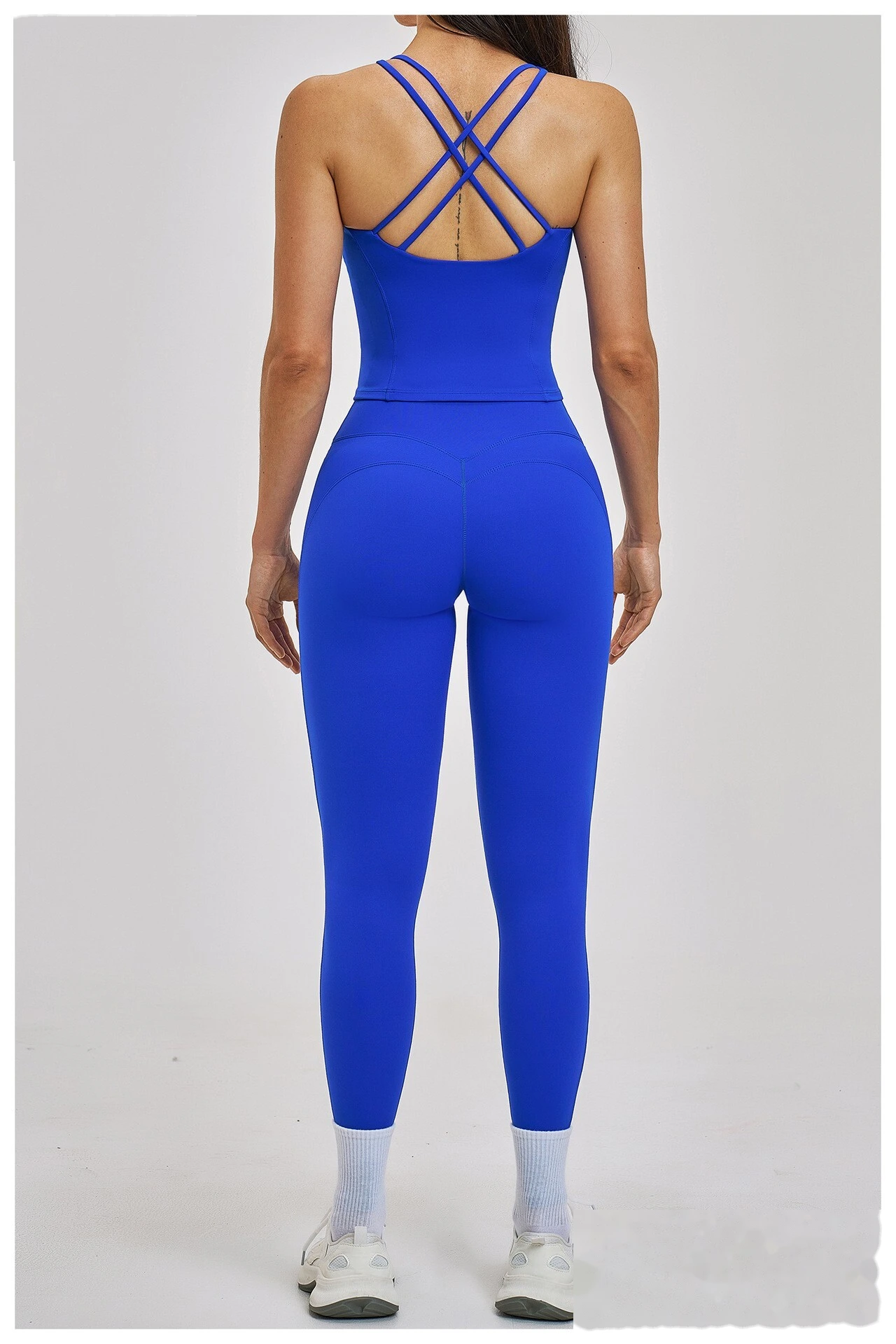 Women’s Crisscross Back Yoga Set Beauty Back Sports Vest & Workout Tight Leggings Fitness Outfit detail
