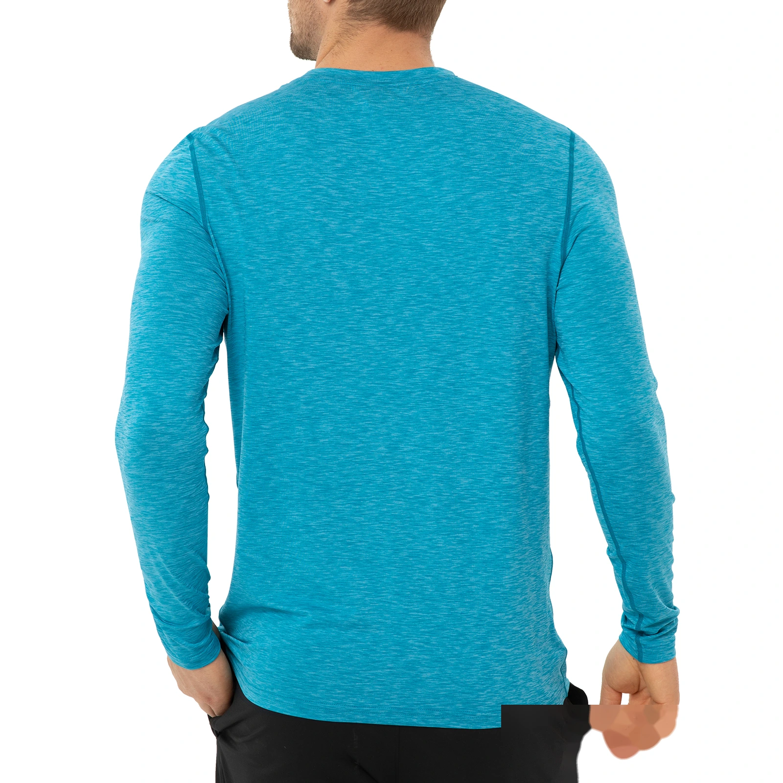 UPF outdoor men's running fitness training sunscreen quick-drying breathable round neck long sleeve T-shirt detail