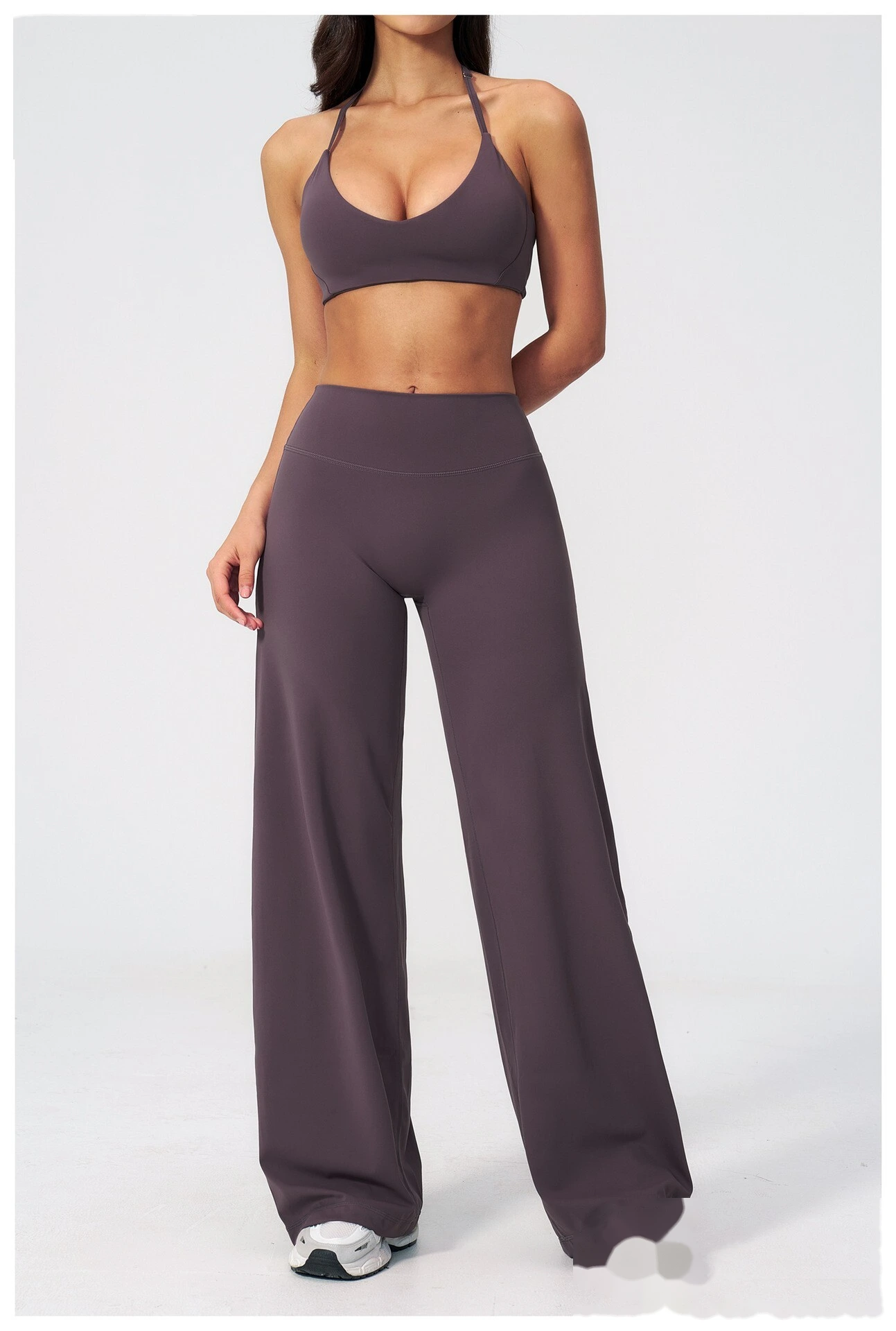 Slim Beauty Back Sports Bra Yoga Set, Casual Wide Leg Quick Dry Yoga Pants Fitness Suit for Women detail