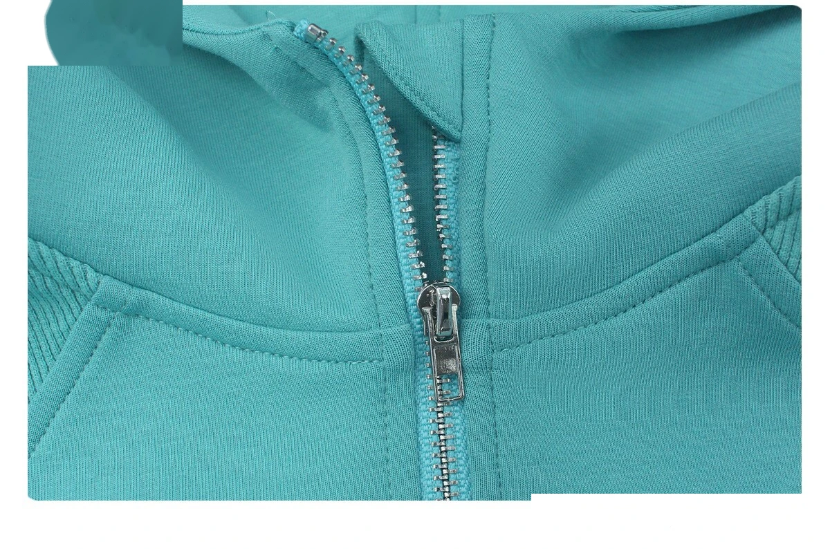 Women's Custom Thickened Color-Block Hooded Jacket for Autumn-Winter | Warm, Ideal for Yoga & Fitness detail