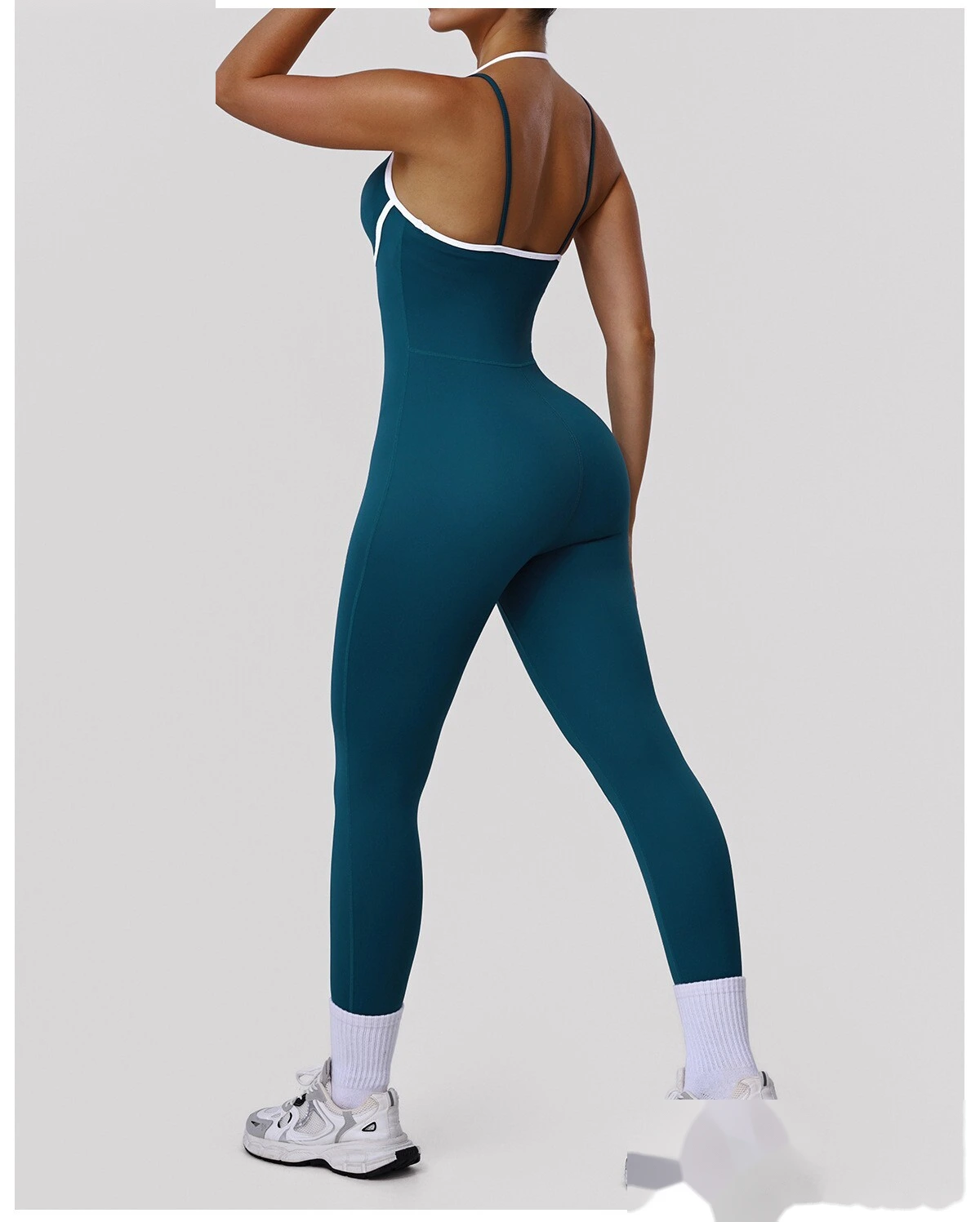 Bulk Custom Slim Fit Sports Bodysuit - Women's Thin-Strap Open Back Yoga Running Fitness Leotard detail
