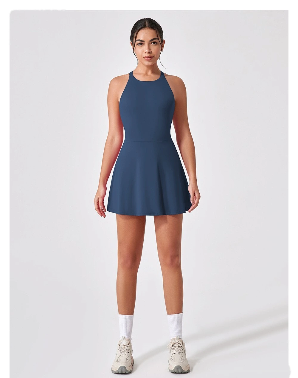 Sports dress is slim, light-proof and quick-drying feather tennis skirt, beautiful back fitness one-piece yoga suit detail